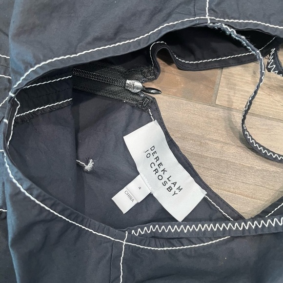 DEREK LAM 10 CROSBY COTTON POPLIN OFF SHOULDER DRESS BLACK SIZE 4 - Picture 14 of 16